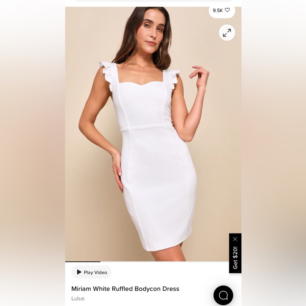 Miriam White Ruffled Bodycon Dress